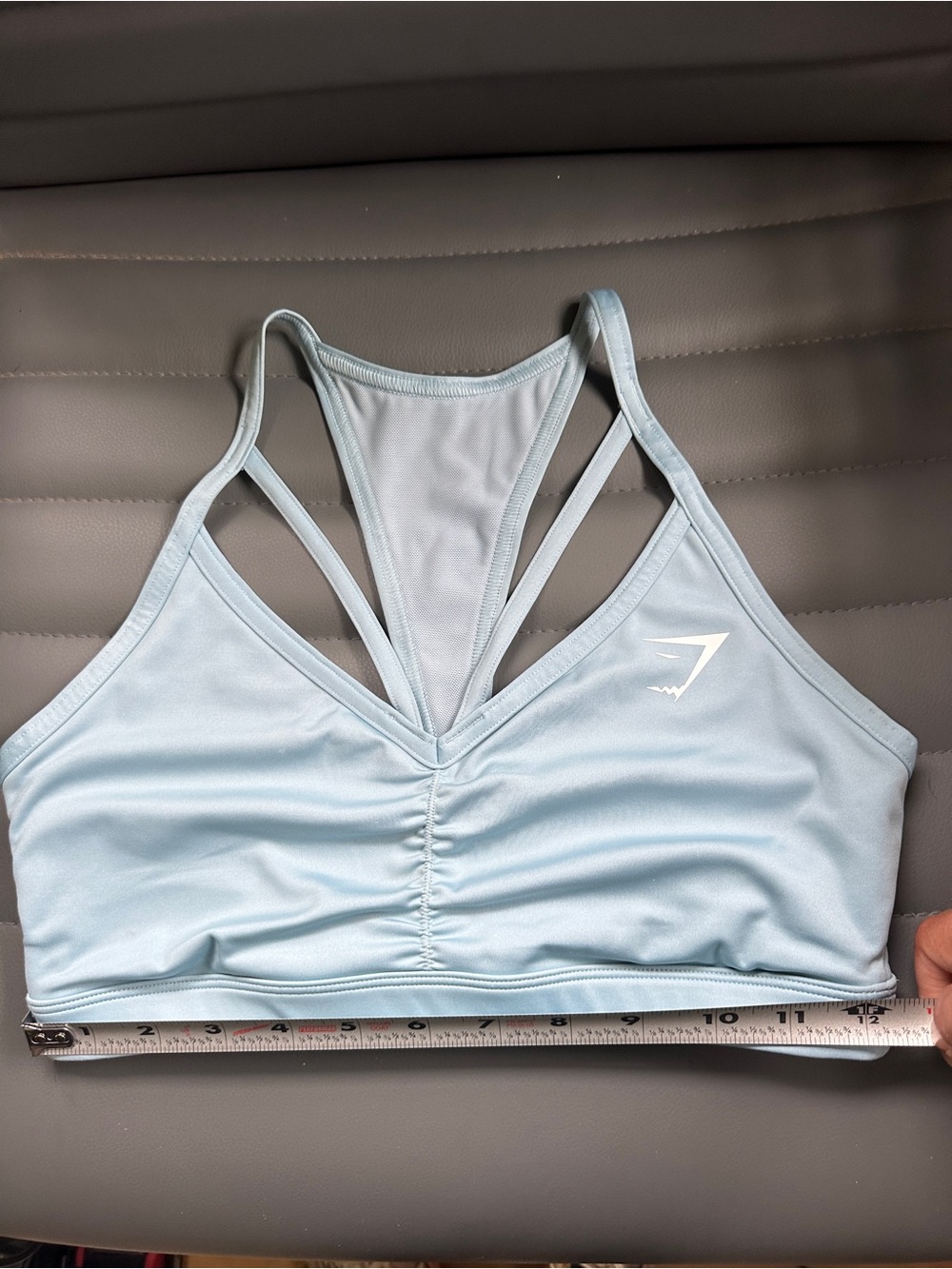 Gymshark Light Blue Racerback Sports Bra size small (flaw)